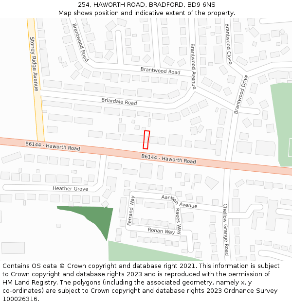 254, HAWORTH ROAD, BRADFORD, BD9 6NS: Location map and indicative extent of plot