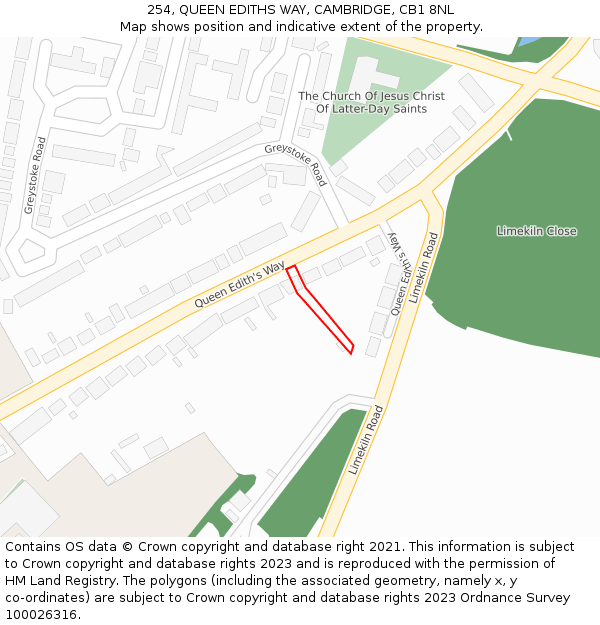 254, QUEEN EDITHS WAY, CAMBRIDGE, CB1 8NL: Location map and indicative extent of plot