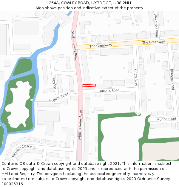 254A, COWLEY ROAD, UXBRIDGE, UB8 2NH: Location map and indicative extent of plot