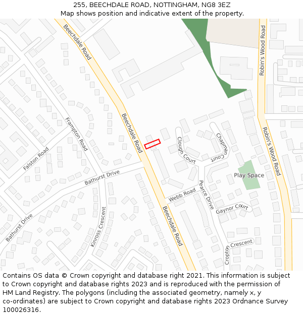 255, BEECHDALE ROAD, NOTTINGHAM, NG8 3EZ: Location map and indicative extent of plot