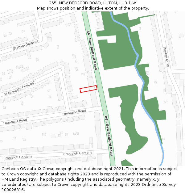 255, NEW BEDFORD ROAD, LUTON, LU3 1LW: Location map and indicative extent of plot