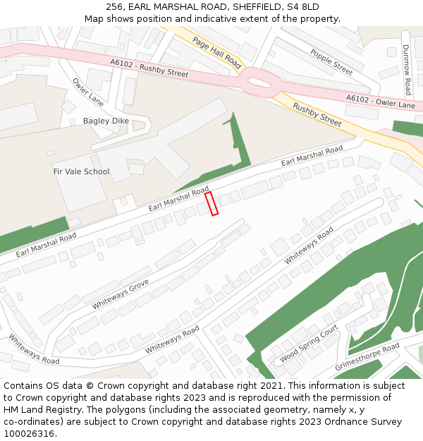 256, EARL MARSHAL ROAD, SHEFFIELD, S4 8LD: Location map and indicative extent of plot