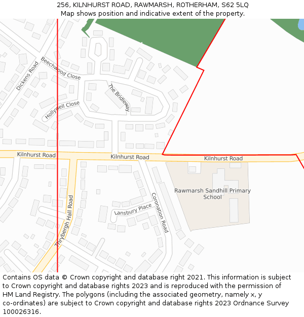 256, KILNHURST ROAD, RAWMARSH, ROTHERHAM, S62 5LQ: Location map and indicative extent of plot