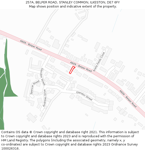 257A, BELPER ROAD, STANLEY COMMON, ILKESTON, DE7 6FY: Location map and indicative extent of plot