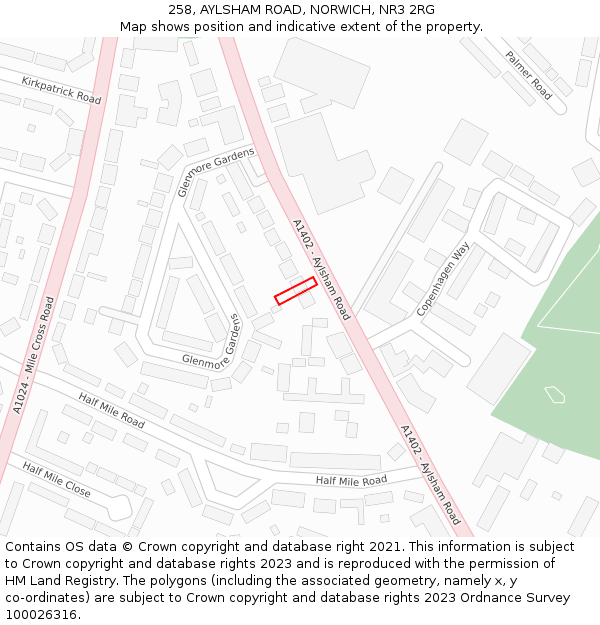 258, AYLSHAM ROAD, NORWICH, NR3 2RG: Location map and indicative extent of plot