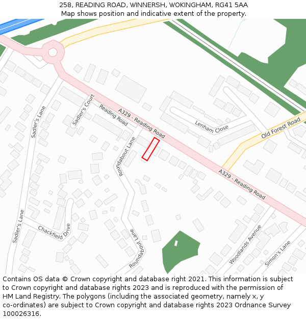 258, READING ROAD, WINNERSH, WOKINGHAM, RG41 5AA: Location map and indicative extent of plot