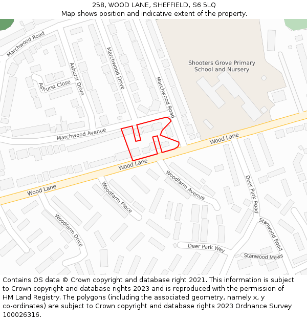 258, WOOD LANE, SHEFFIELD, S6 5LQ: Location map and indicative extent of plot