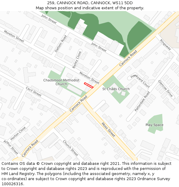 259, CANNOCK ROAD, CANNOCK, WS11 5DD: Location map and indicative extent of plot