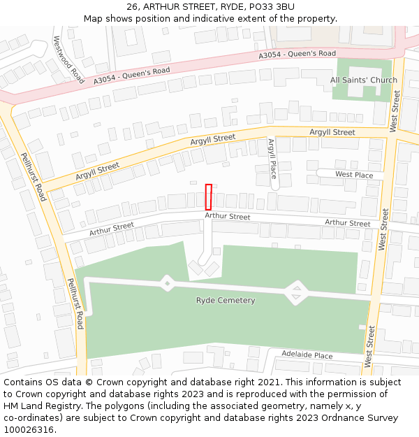 26, ARTHUR STREET, RYDE, PO33 3BU: Location map and indicative extent of plot