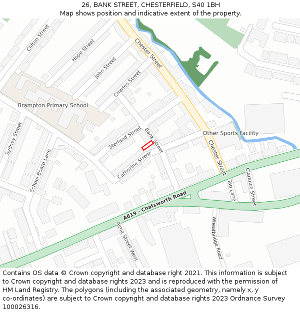 26, BANK STREET, CHESTERFIELD, S40 1BH: Location map and indicative extent of plot