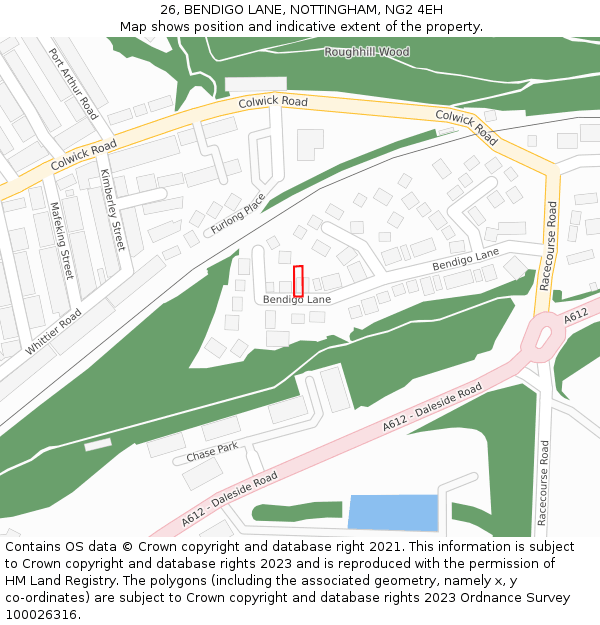 26, BENDIGO LANE, NOTTINGHAM, NG2 4EH: Location map and indicative extent of plot