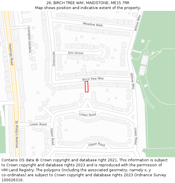 26, BIRCH TREE WAY, MAIDSTONE, ME15 7RR: Location map and indicative extent of plot
