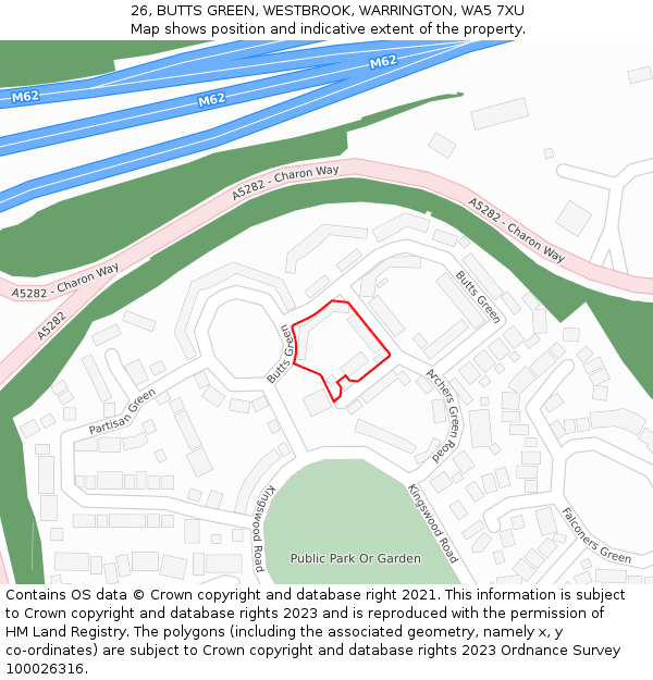 26, BUTTS GREEN, WESTBROOK, WARRINGTON, WA5 7XU: Location map and indicative extent of plot
