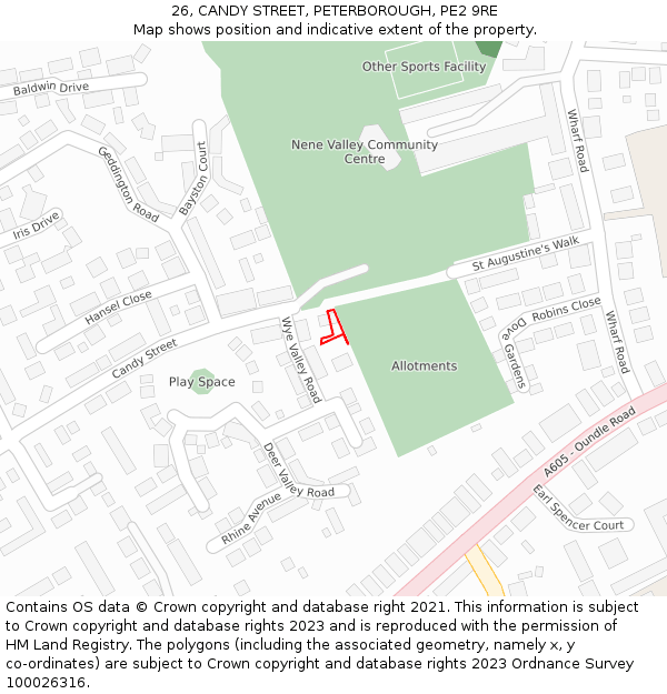 26, CANDY STREET, PETERBOROUGH, PE2 9RE: Location map and indicative extent of plot