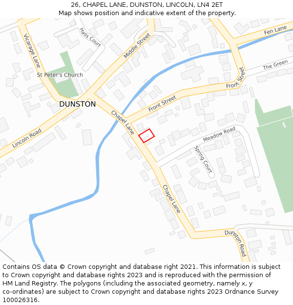 26, CHAPEL LANE, DUNSTON, LINCOLN, LN4 2ET: Location map and indicative extent of plot