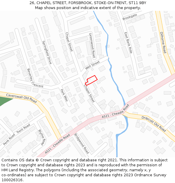 26, CHAPEL STREET, FORSBROOK, STOKE-ON-TRENT, ST11 9BY: Location map and indicative extent of plot