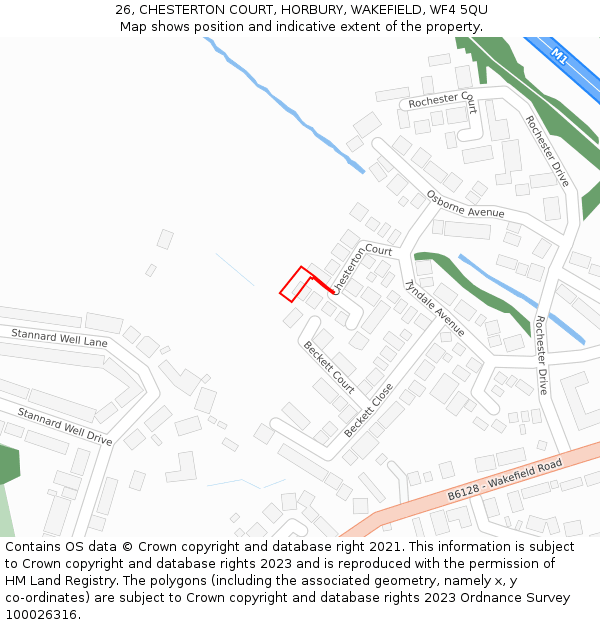 26, CHESTERTON COURT, HORBURY, WAKEFIELD, WF4 5QU: Location map and indicative extent of plot
