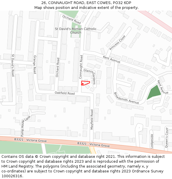 26, CONNAUGHT ROAD, EAST COWES, PO32 6DP: Location map and indicative extent of plot