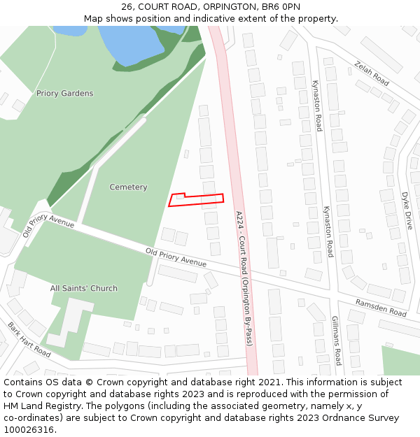 26, COURT ROAD, ORPINGTON, BR6 0PN: Location map and indicative extent of plot