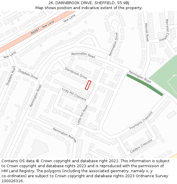 26, DARNBROOK DRIVE, SHEFFIELD, S5 9BJ: Location map and indicative extent of plot