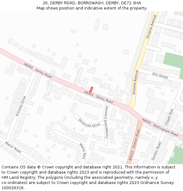 26, DERBY ROAD, BORROWASH, DERBY, DE72 3HA: Location map and indicative extent of plot