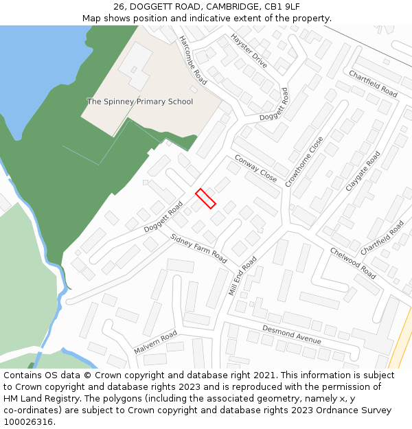 26, DOGGETT ROAD, CAMBRIDGE, CB1 9LF: Location map and indicative extent of plot