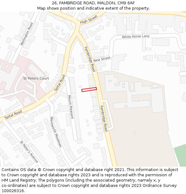 26, FAMBRIDGE ROAD, MALDON, CM9 6AF: Location map and indicative extent of plot