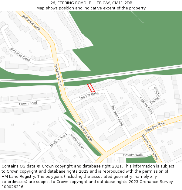 26, FEERING ROAD, BILLERICAY, CM11 2DR: Location map and indicative extent of plot