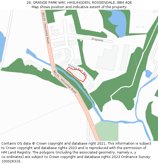 26, GRANGE PARK WAY, HASLINGDEN, ROSSENDALE, BB4 4QE: Location map and indicative extent of plot