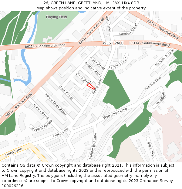26, GREEN LANE, GREETLAND, HALIFAX, HX4 8DB: Location map and indicative extent of plot