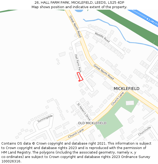 26, HALL FARM PARK, MICKLEFIELD, LEEDS, LS25 4DP: Location map and indicative extent of plot