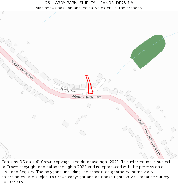 26, HARDY BARN, SHIPLEY, HEANOR, DE75 7JA: Location map and indicative extent of plot