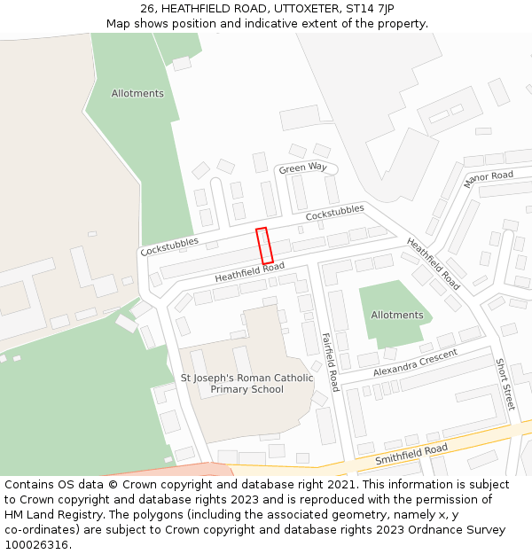 26, HEATHFIELD ROAD, UTTOXETER, ST14 7JP: Location map and indicative extent of plot