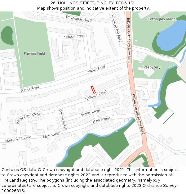 26, HOLLINGS STREET, BINGLEY, BD16 1SH: Location map and indicative extent of plot