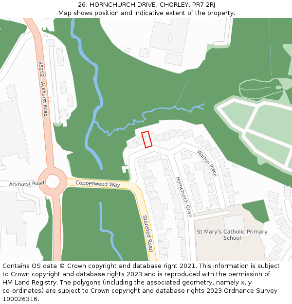 26, HORNCHURCH DRIVE, CHORLEY, PR7 2RJ: Location map and indicative extent of plot