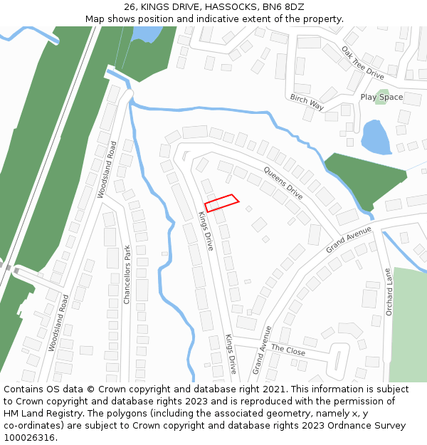 26, KINGS DRIVE, HASSOCKS, BN6 8DZ: Location map and indicative extent of plot
