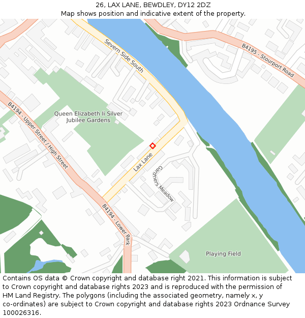 26, LAX LANE, BEWDLEY, DY12 2DZ: Location map and indicative extent of plot