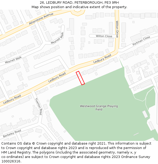 26, LEDBURY ROAD, PETERBOROUGH, PE3 9RH: Location map and indicative extent of plot