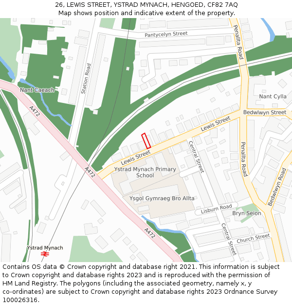 26, LEWIS STREET, YSTRAD MYNACH, HENGOED, CF82 7AQ: Location map and indicative extent of plot
