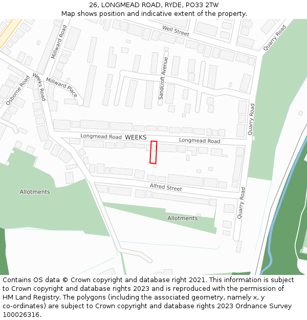 26, LONGMEAD ROAD, RYDE, PO33 2TW: Location map and indicative extent of plot
