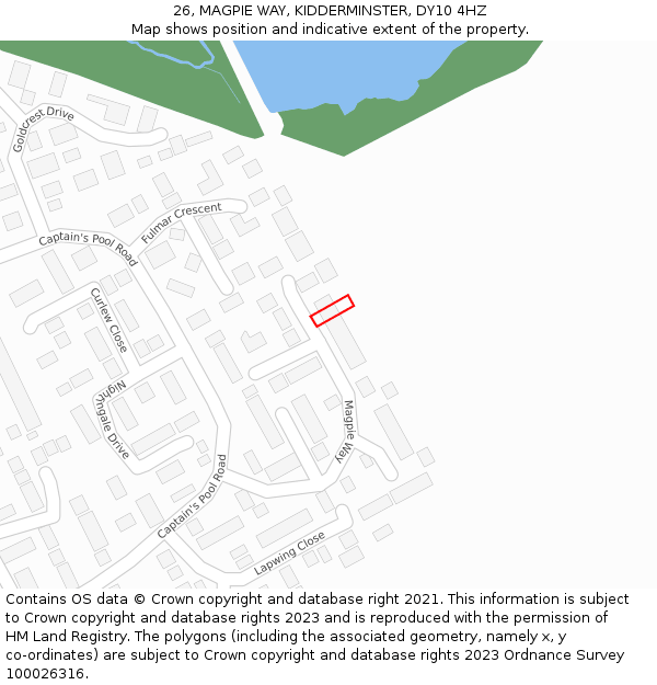 26, MAGPIE WAY, KIDDERMINSTER, DY10 4HZ: Location map and indicative extent of plot