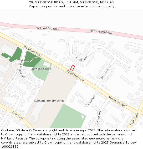 26, MAIDSTONE ROAD, LENHAM, MAIDSTONE, ME17 2QJ: Location map and indicative extent of plot