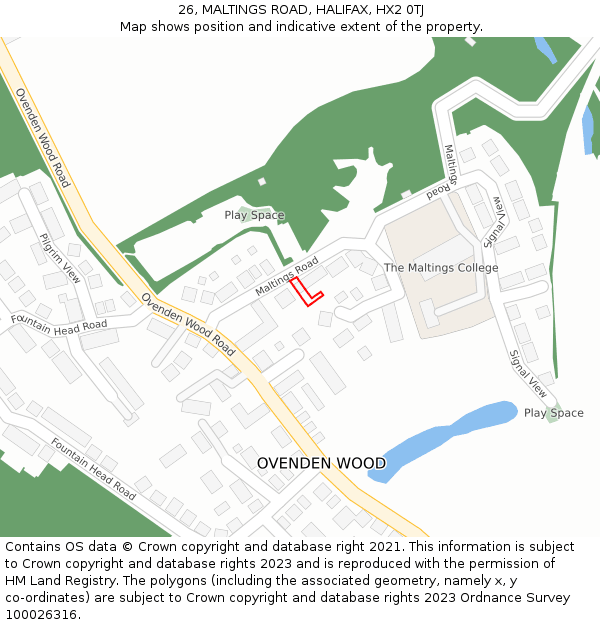 26, MALTINGS ROAD, HALIFAX, HX2 0TJ: Location map and indicative extent of plot