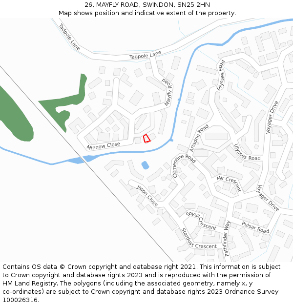 26, MAYFLY ROAD, SWINDON, SN25 2HN: Location map and indicative extent of plot