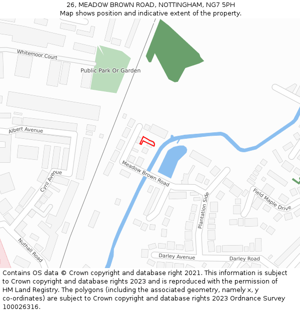 26, MEADOW BROWN ROAD, NOTTINGHAM, NG7 5PH: Location map and indicative extent of plot