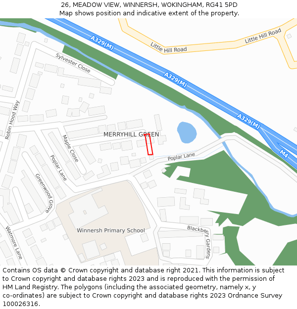26, MEADOW VIEW, WINNERSH, WOKINGHAM, RG41 5PD: Location map and indicative extent of plot