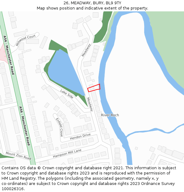 26, MEADWAY, BURY, BL9 9TY: Location map and indicative extent of plot