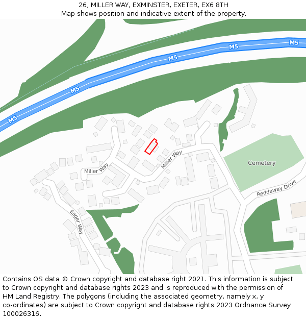 26, MILLER WAY, EXMINSTER, EXETER, EX6 8TH: Location map and indicative extent of plot