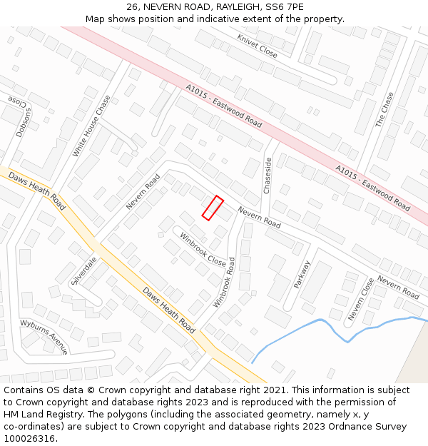 26, NEVERN ROAD, RAYLEIGH, SS6 7PE: Location map and indicative extent of plot