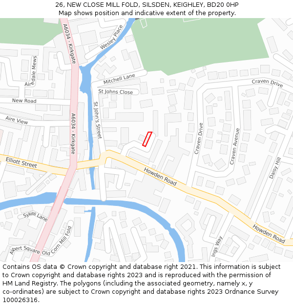 26, NEW CLOSE MILL FOLD, SILSDEN, KEIGHLEY, BD20 0HP: Location map and indicative extent of plot